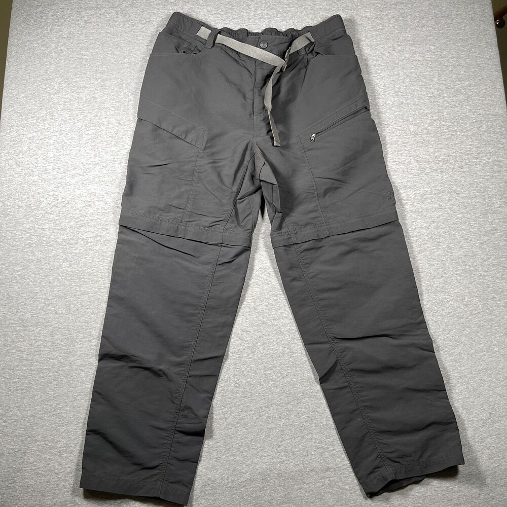 The North Face Cargo Pants Mens XL Black Nylon Elastic Belted Hiking Outdoor